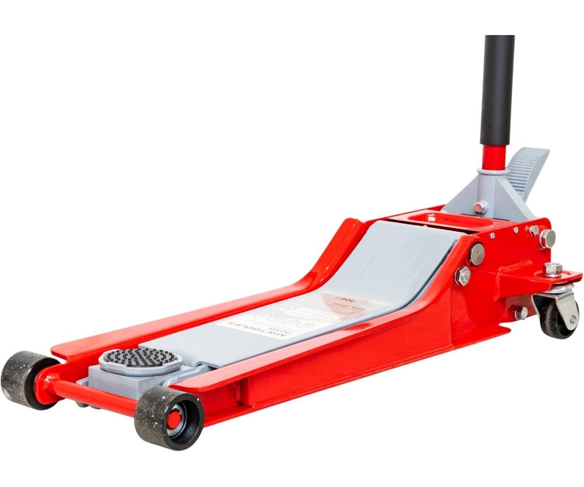 Hydraulische garagekrik 2 t extra laag en lang met voetpedaal MW Tools