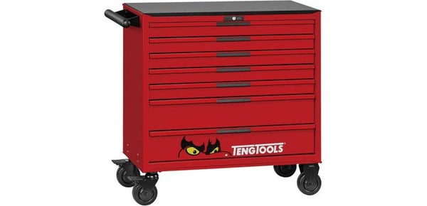 Gereedschapswagen rood midi master set 7 laden - 595-delig Teng Tools