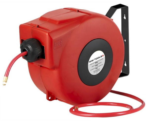 Haspel perslucht 8 m Ø 3/8" 10 bar PP met automatische oprol en zwenkbare muurbeugel MW Tools