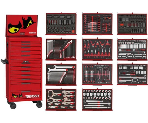 Gereedschapswagen rood mega master FOAM set 528-delig Teng Tools