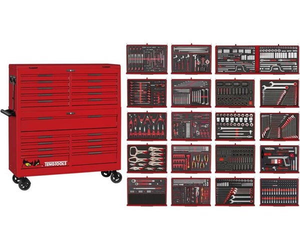Gereedschapswagen rood monster FOAM set 1133-delig Teng Tools