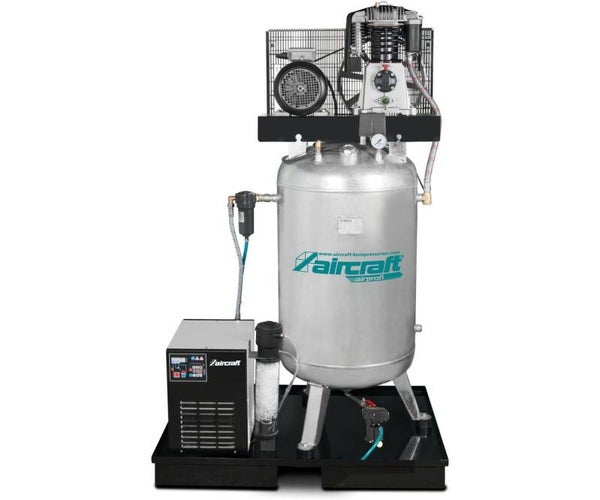 Verticale compressor 5,5 kW / 7,5 Pk 400 V 15 bar 750 l/min 270 liter tank industriële kracht op slechts 1 m² met volledige persluchtbehandeling Aircraft
