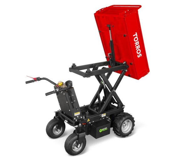 Elektrische schaardumper 500 kg - Hydraulisch kippend laadplatform met zijschotten - Kiphoogte 1,20 m Torros