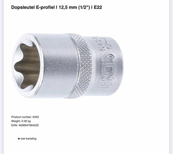 Dopsleutel E-profiel | 12,5 mm (1/2") | E22