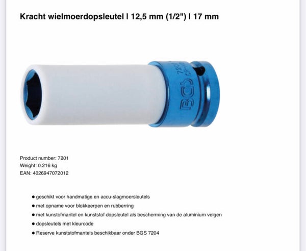 Kracht wielmoerdopsleutel | 12,5 mm (1/2") | 17 mm