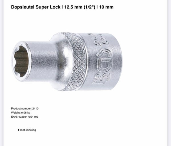 Dopsleutel Super Lock | 12,5 mm (1/2") | 10 mm