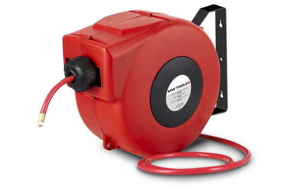Haspel perslucht 12 m Ø 1/2" 10 bar PP met automatische oprol en zwenkbare muurbeugel MW Tools