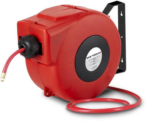Haspel perslucht 17 m Ø 3/8" 10 bar PP met automatische oprol en zwenkbare muurbeugel MW Tools