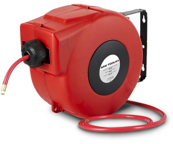 Haspel perslucht 15 m Ø 1/4" 10 bar PP met automatische oprol en zwenkbare muurbeugel MW Tools