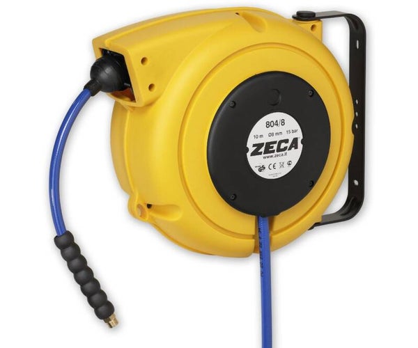 Haspel perslucht en water 10 m Ø 1/4" 15 bar Tech met automatische oprol en zwenkbare muurbeugel Zeca