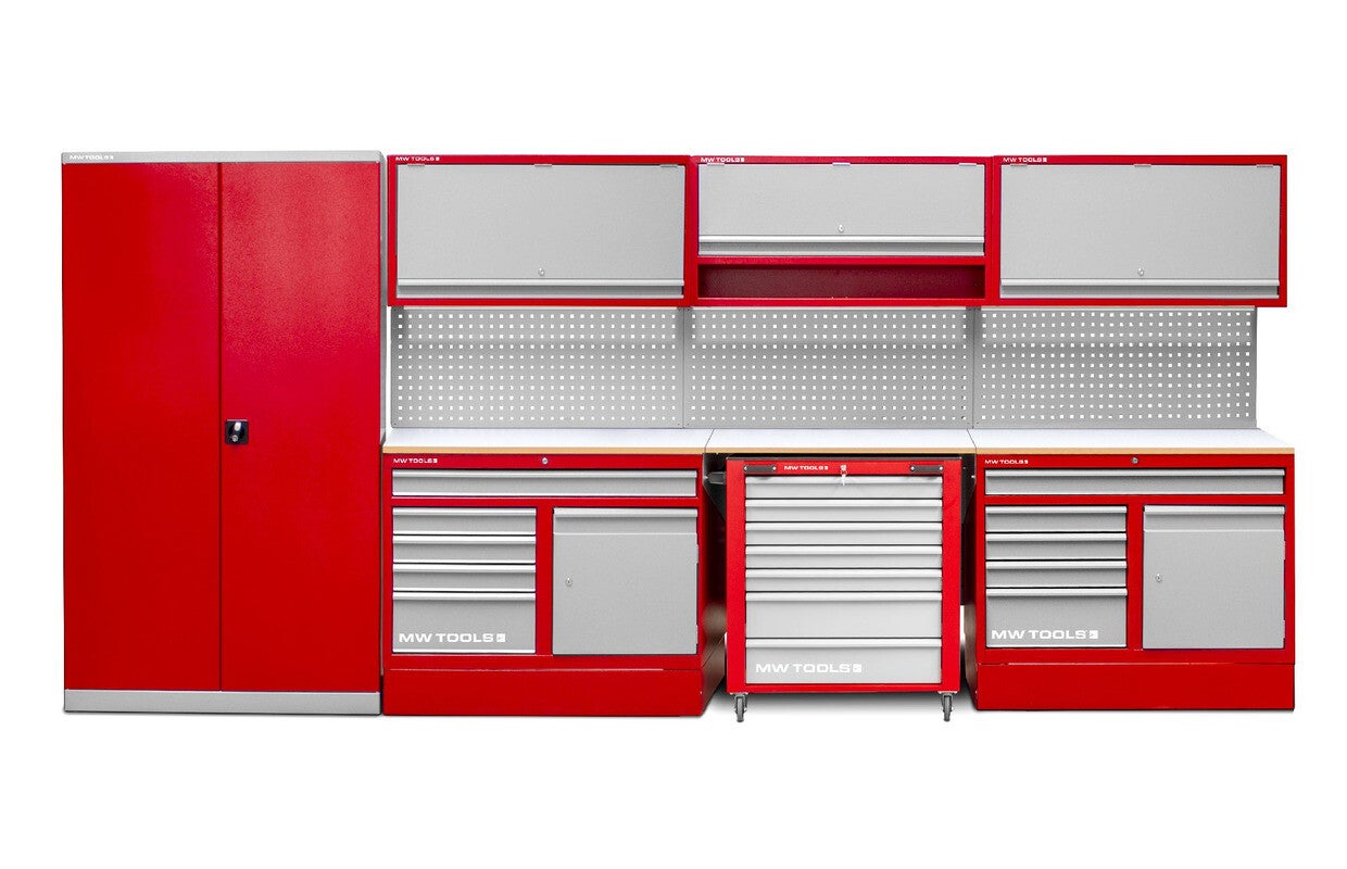 Werkplaatsmeubilair 4,4M met kast en gereedschapswagen MW Tools