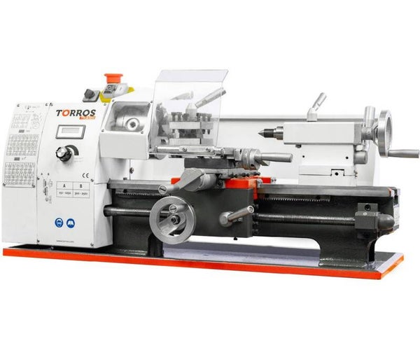 Metaaldraaibank centerhoogte 100 mm centerlengte 300 mm spilboring 21 mm 0,6 kW 230V variabele snelheden Torros