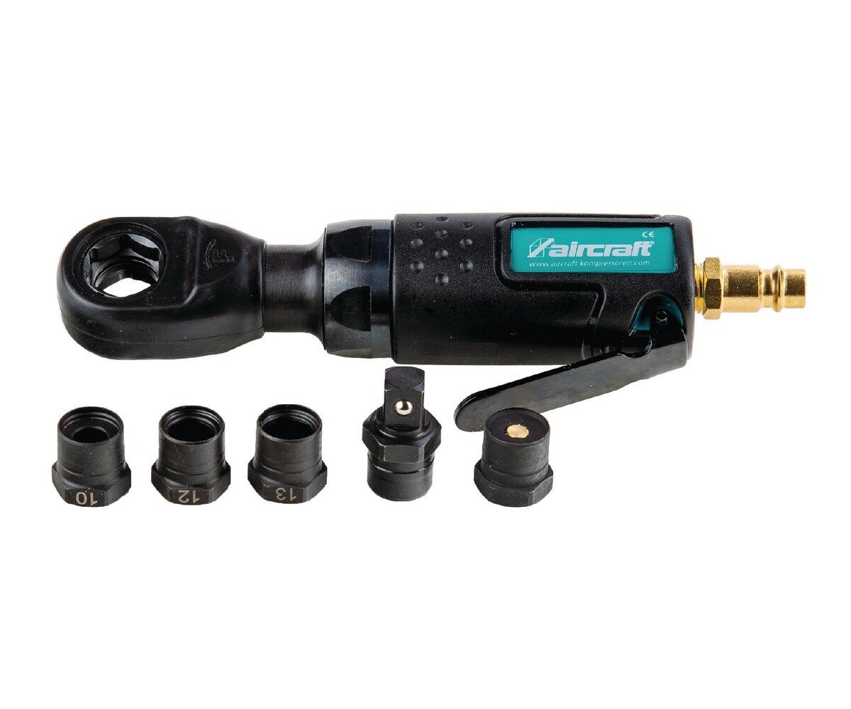 Set mini perslucht slagmoersleutel 3/8" + slagdoppen 10/12/13 mm + inzetstukken Aircraft