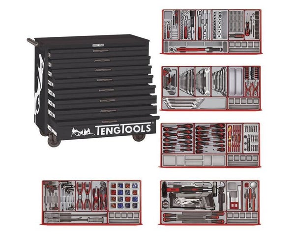Gereedschapswagen black midi master set 8 laden Teng Tools