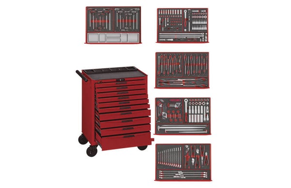 Gereedschapswagen rood foam mini master set 10 laden Teng Tools