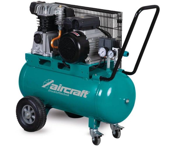 Mobiele compressor riemaandrijving met olie ketel 50 L 2,2 kW / 3 Pk 10 bar 365 l/min 230V Aircraft