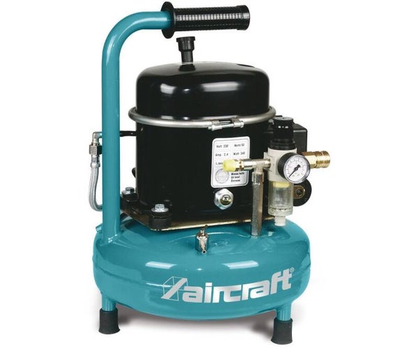 Airbrush compressor geluidsarm met olie ketel 9 L 0,34 kW / 0,46 Pk 50 L/min 8 bar 230V Aircraft