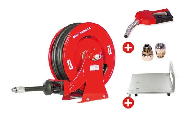 Haspel Diesel 15 m Ø 3/4" 20 bar Gepoederlakt staal met pistool, draaikoppeling en montageplaat MW Tools