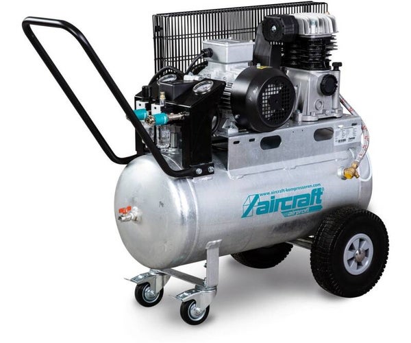 Mobiele compressor riemaandrijving met olie verzinkte ketel 50 L 3 kW / 4 PK 10 Bar 510 l/min 400V Aircraft