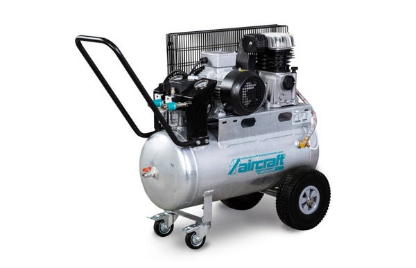 Mobiele compressor riemaandrijving met olie verzinkte ketel 50 L 3 kW / 4 PK 10 Bar 510 l/min 400V Aircraft