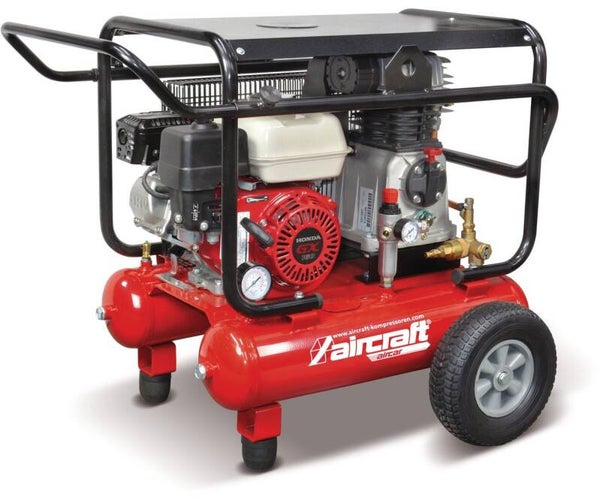 Bouwcompressor mobiele benzine 2X10L 4,81kW/6,53Pk 285L/min 10 bar Aircraft