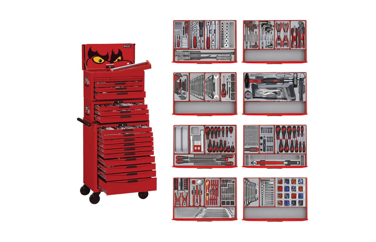 Gereedschapsset rood midi master 19 laden - Set 498-delig Teng Tools