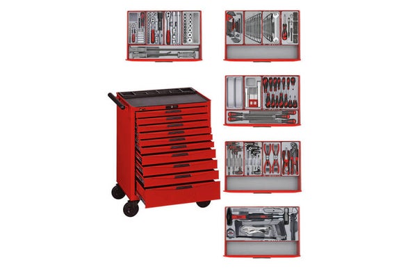 Gereedschapswagen rood mini master set 10 laden Teng Tools