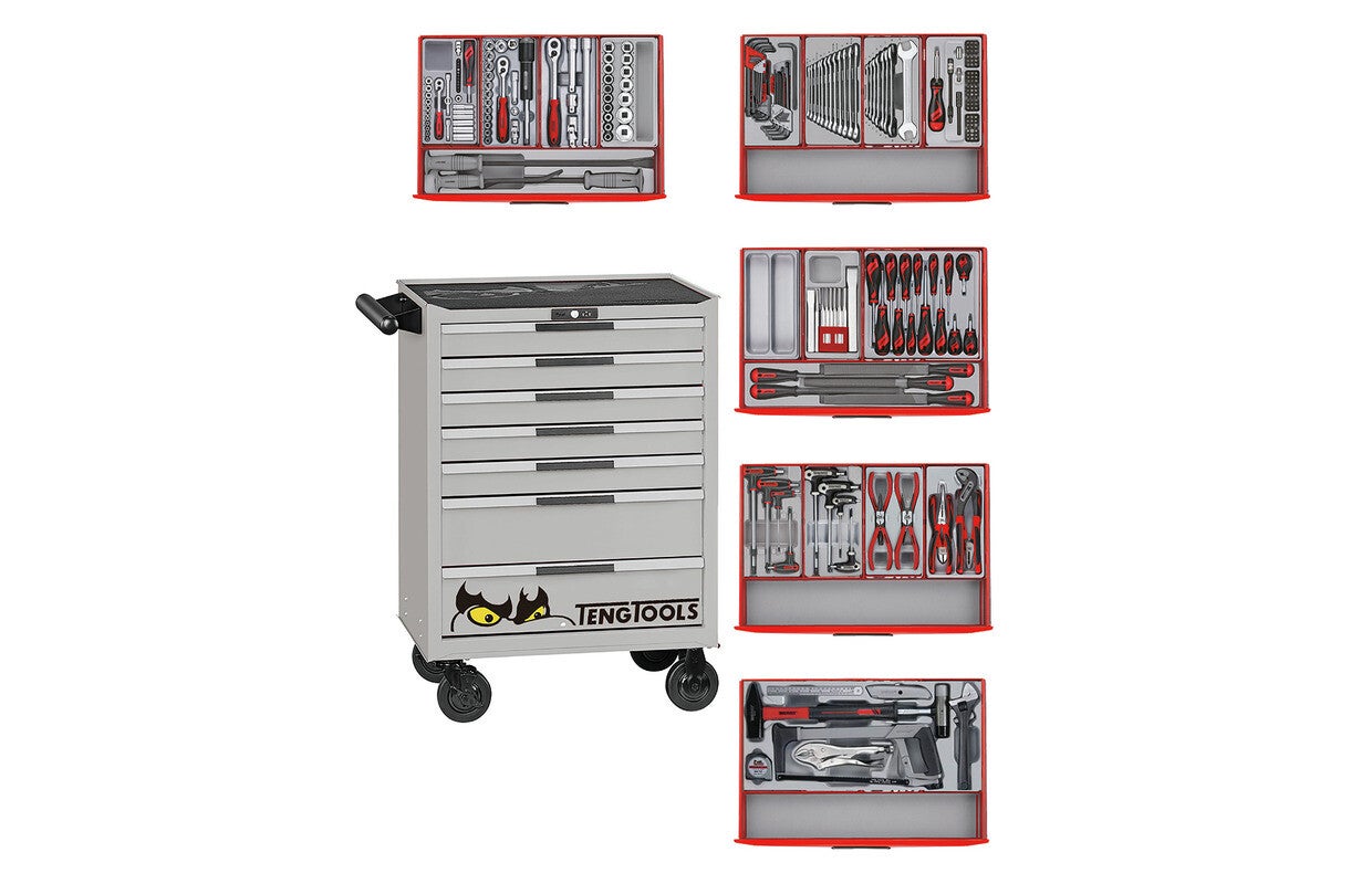 Gereedschapswagen zilver mini master set 7 laden Teng Tools