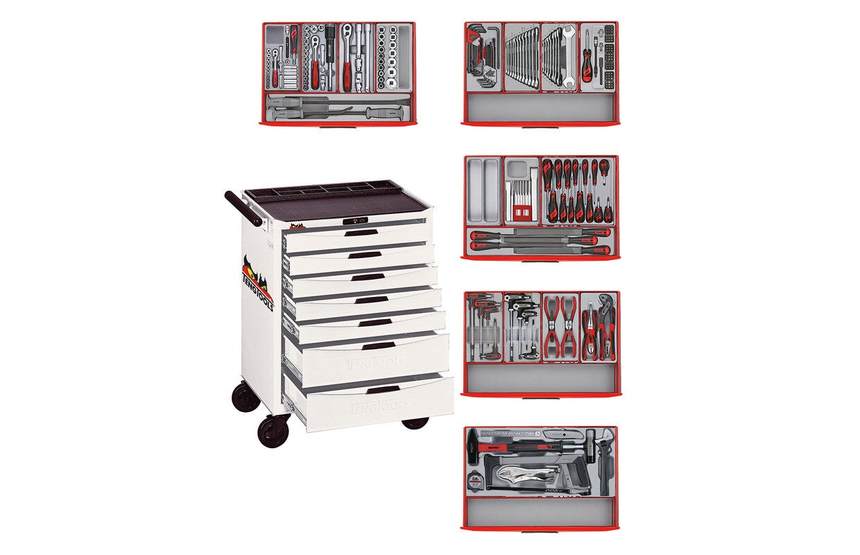 Gereedschapswagen wit mini master set 7 laden Teng Tools