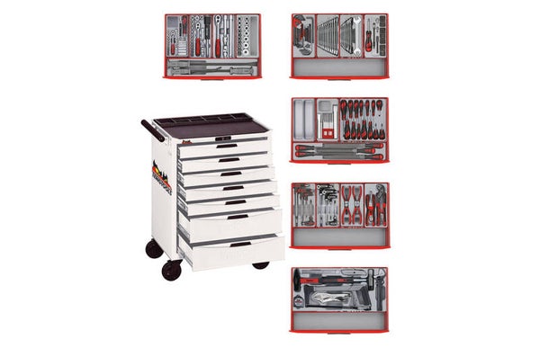 Gereedschapswagen wit mini master set 7 laden Teng Tools