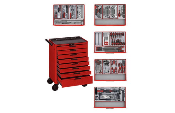 Gereedschapswagen rood mini master set 8 laden Teng Tools