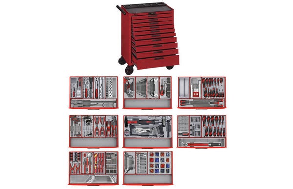 Gereedschapswagen rood mini master set 10 laden Teng Tools