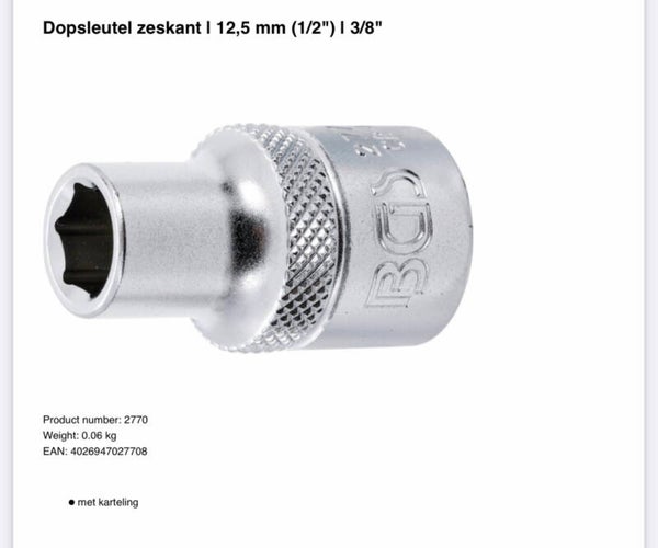 Dopsleutel zeskant | 12,5 mm (1/2") | 3/8"