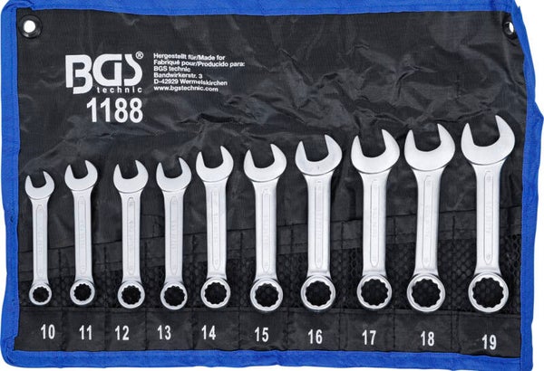 Steekringsleutelset | extra kort | 10 - 19 mm | 10-dlg.