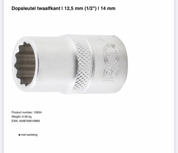 Dopsleutel twaalfkant | 12,5 mm (1/2") | 14 mm
