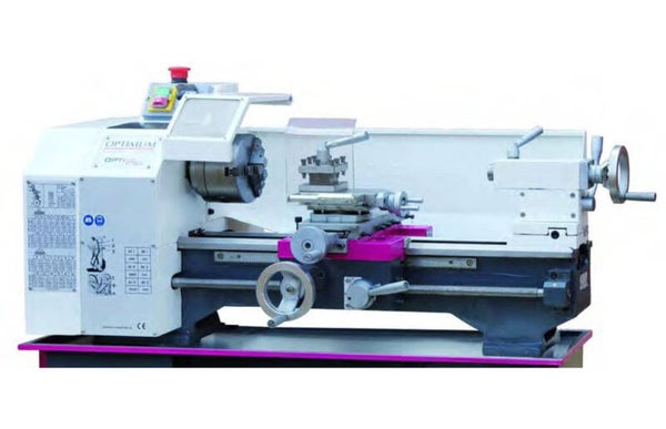 Metaaldraaibank centerhoogte 115 mm centerlengte 450 mm spilboring 21 mm 0,75 kW 230V 6 snelheden Optiturn