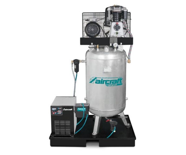 Verticale compressor 5,5 kW / 7,5 Pk 400 V 10 bar 850 l/min 270 liter tank maximale prestaties op minimale ruimte met volledige persluchtbehandeling Aircraft