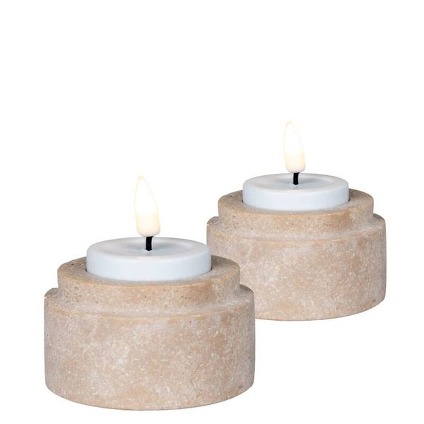 theelichthouders travertine (set van 2)