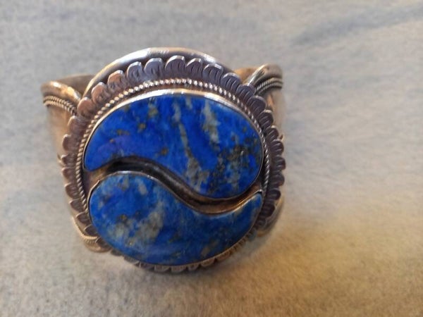 Armband: Ying Yang van  Lapis lazuli in zilver