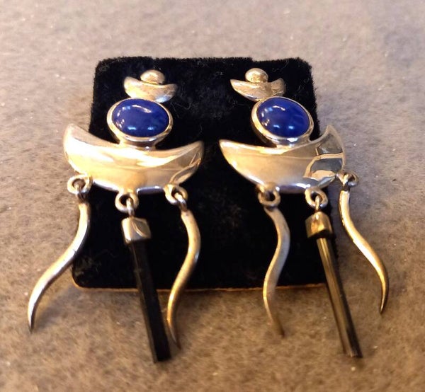 Oorhangers lapis lazuli met zilver