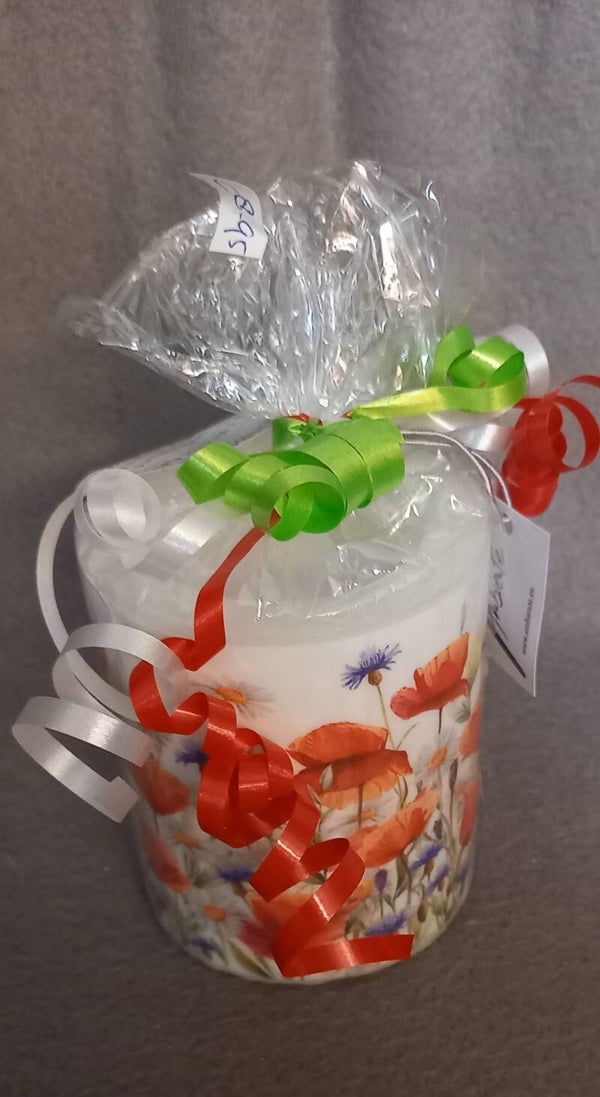 Kleine kaars met  klaprozen