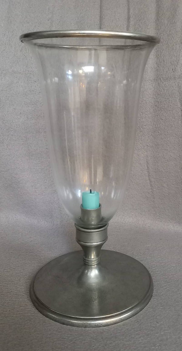 Windlicht van tin met glas