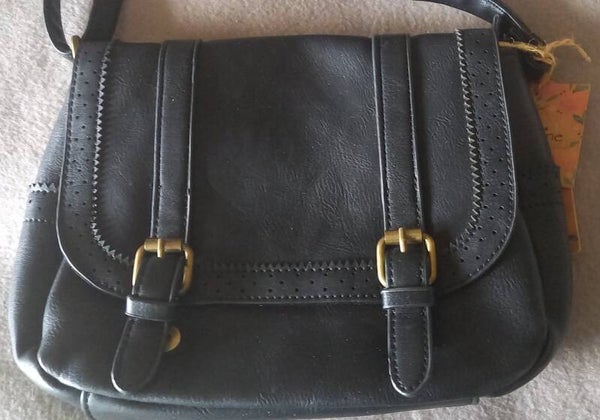 Zwarte schouder tas in soepel kunstleer