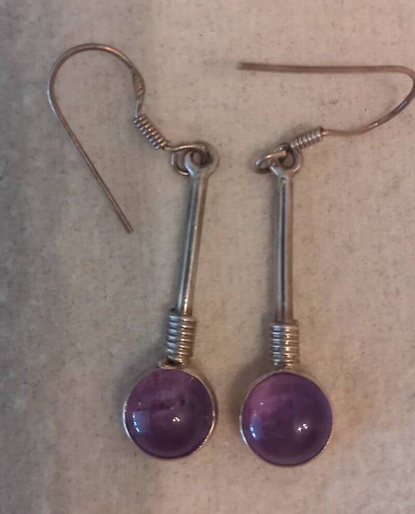 Oorhangers zilver met ametist