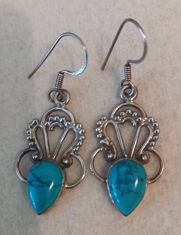 Oorhangers : Turquoise/zilver