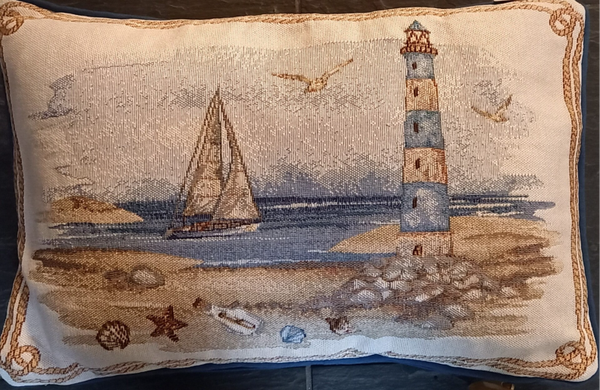 Gobelin kussen met maritieme motieven