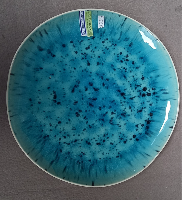 Diner Bord in turquoise/blauw keramiek. Set van 5 borden.