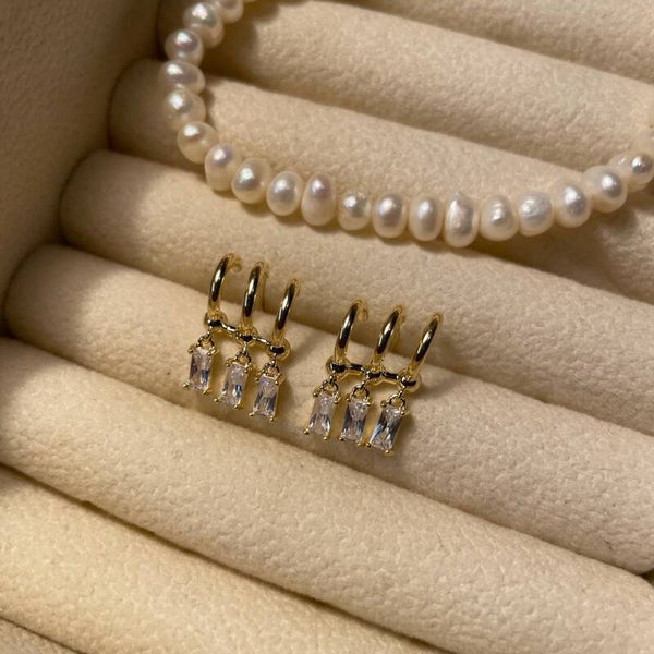 Triple Bar Diamond Oorbellen (019)