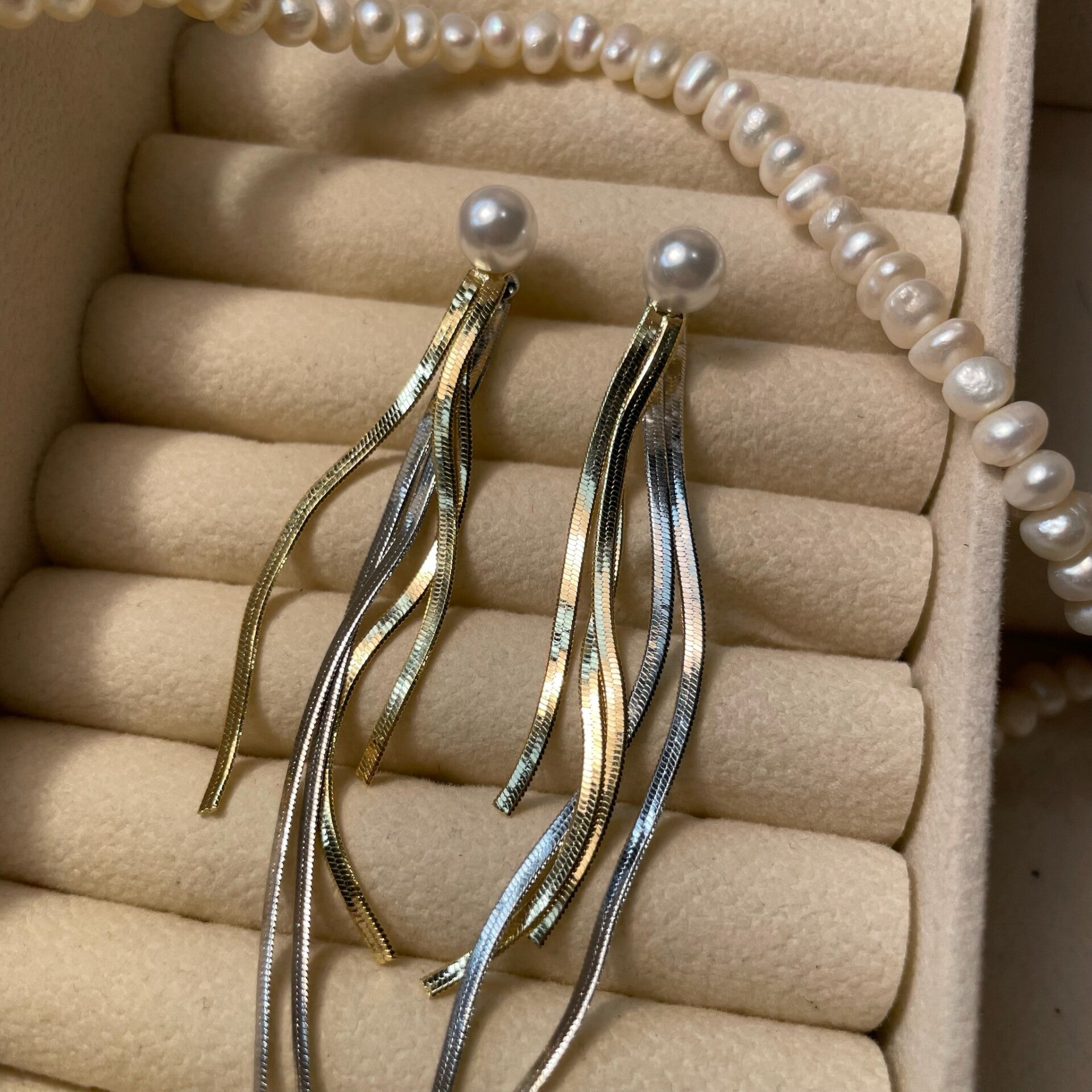 Duo Color Pearl Oorbellen (042)