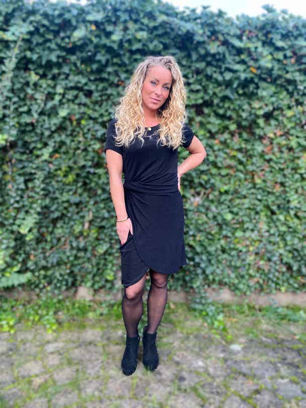 Glitterjurk knoop - Zwart